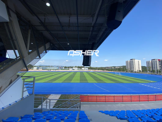 Achttien jaar levensduur IAAF hardloopbaan met afvoer en UV-bestandheid
