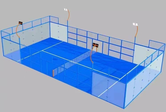 Super Panorama Padel Court met naadloze glazen muren voor een ononderbroken kijk van de toeschouwer